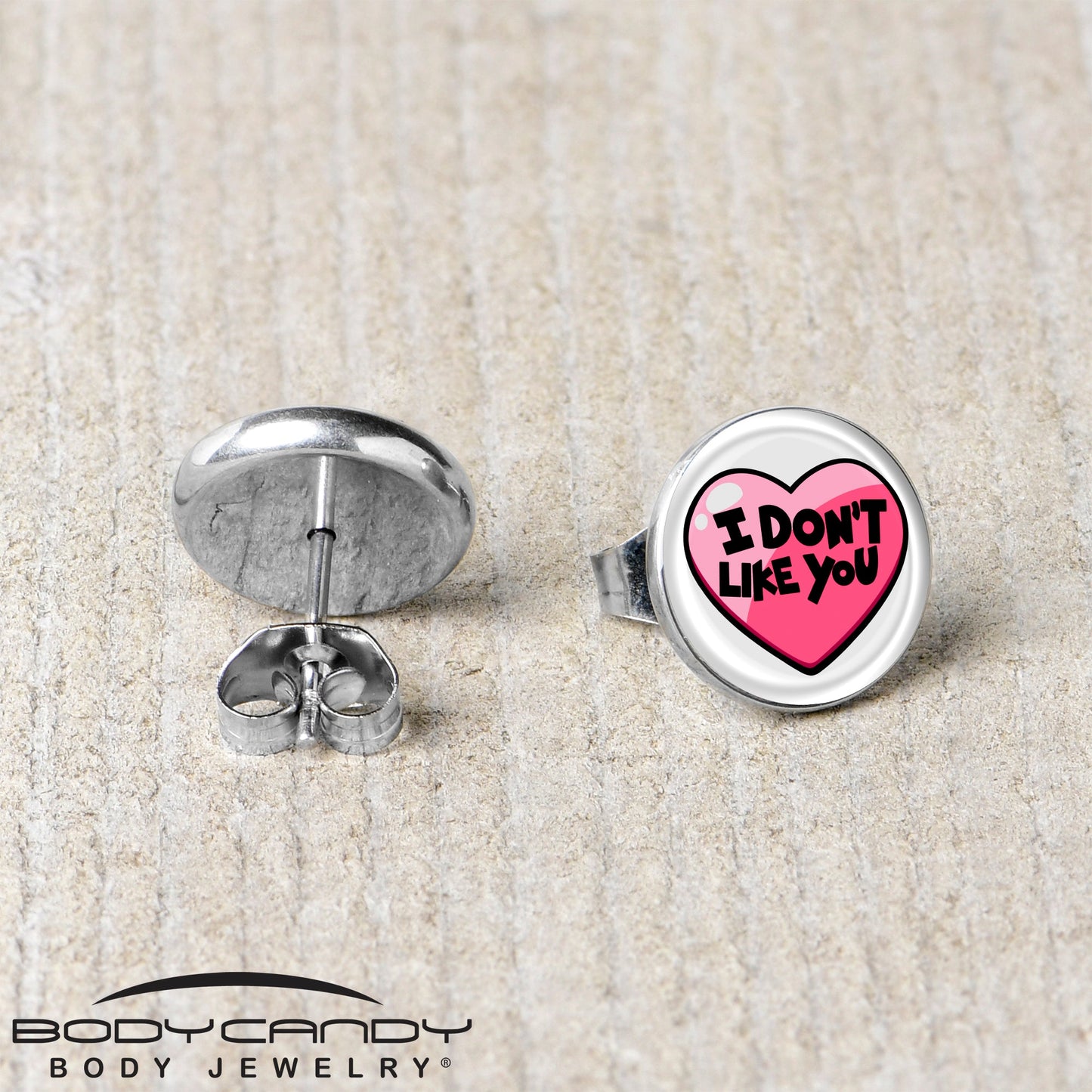 I Don't Like You Valentine Heart Stud Earrings