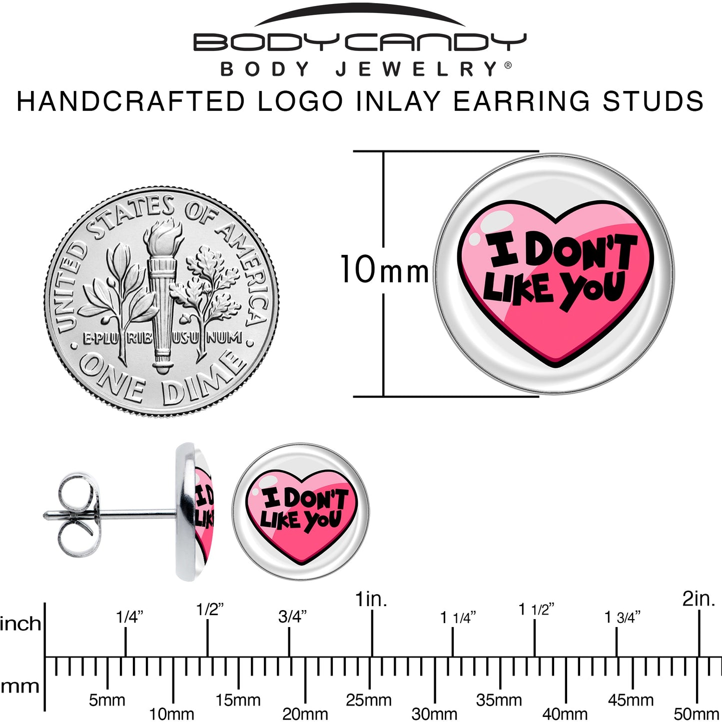 I Don't Like You Valentine Heart Stud Earrings