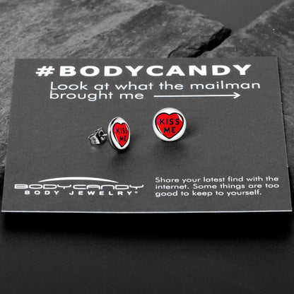 Kiss Me Candy Heart Stud Earrings by Onyx O