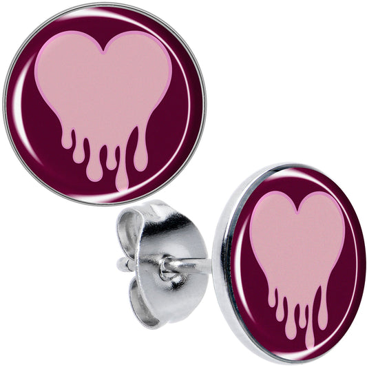 Pinkish Melting Heart Stud Earrings by Onyx O