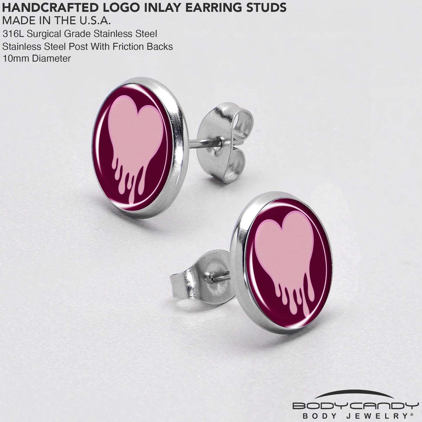 Pinkish Melting Heart Stud Earrings by Onyx O