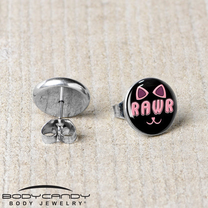 RAWR Kitty Cat Stud Earrings by Onyx O