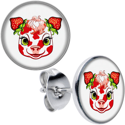 Stawberry Cow Stud Earrings by Onyx O