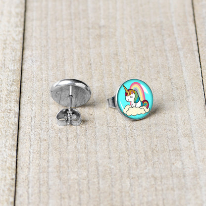 Rainbow Unicorn Stud Earrings by Onyx O