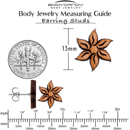 Natural Maple Wood Blooming Flowers Stud Earrings