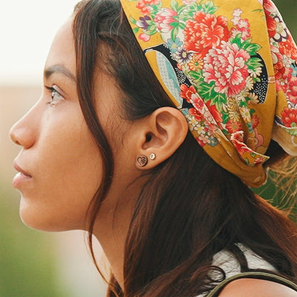 Natural Maple Wood Heart Paw Print Stud Earrings