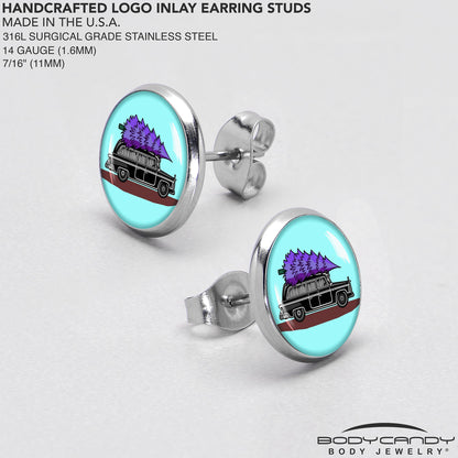 Holiday Christmas Hearse Stud Earrings by Onyx O