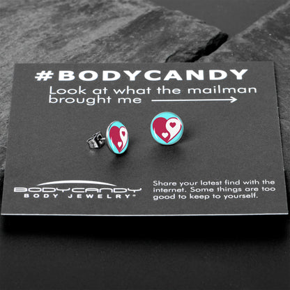 Love Yin Yang Heart Stud Earrings by Onyx O