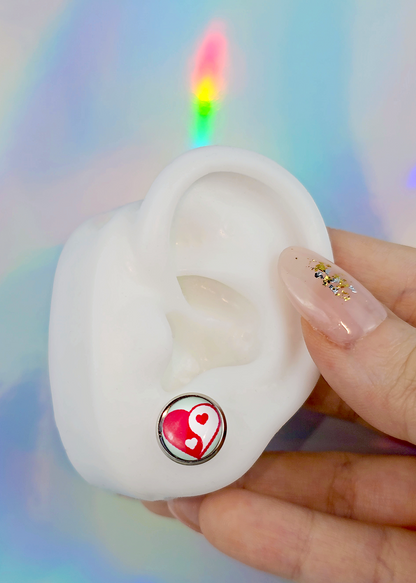 Love Yin Yang Heart Stud Earrings by Onyx O
