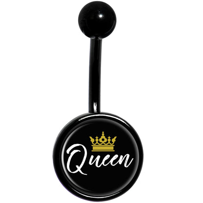 Queen Crown Black Belly Ring