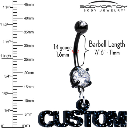 Custom Double Gem Personalized Name Belly Ring