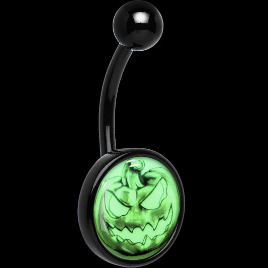Black Titanium Bad Jack O' Lantern Glow in the Dark Belly Ring