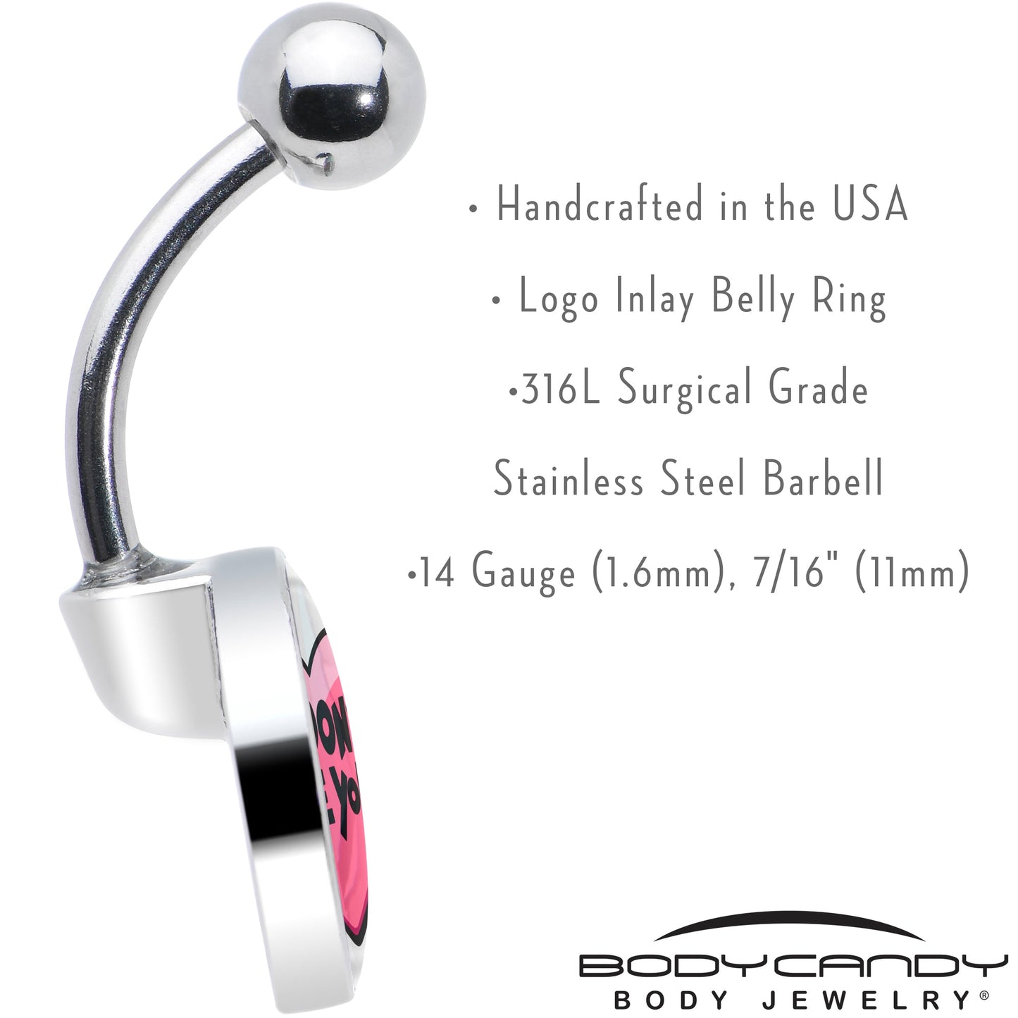 I Don't Like You Valentine Heart Belly Ring