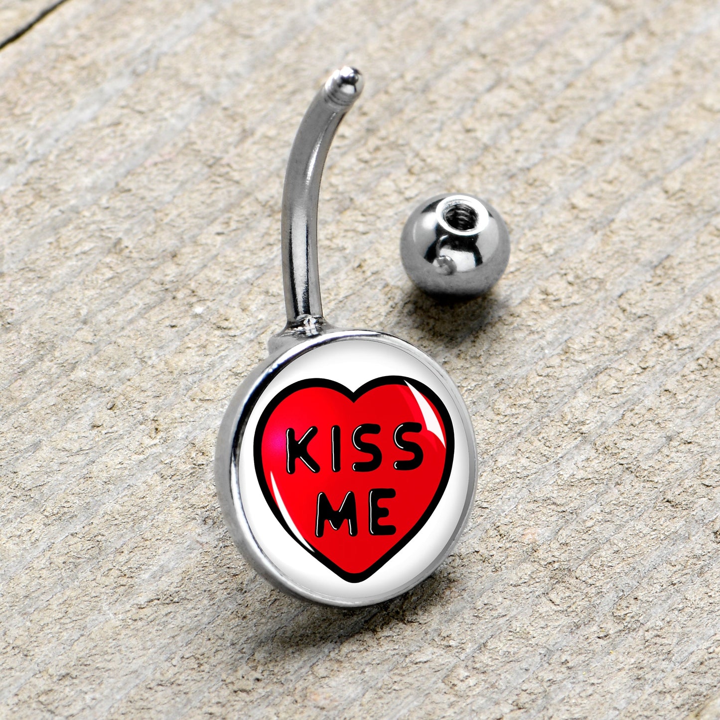 Kiss Me Candy Heart Belly Ring by Onyx O