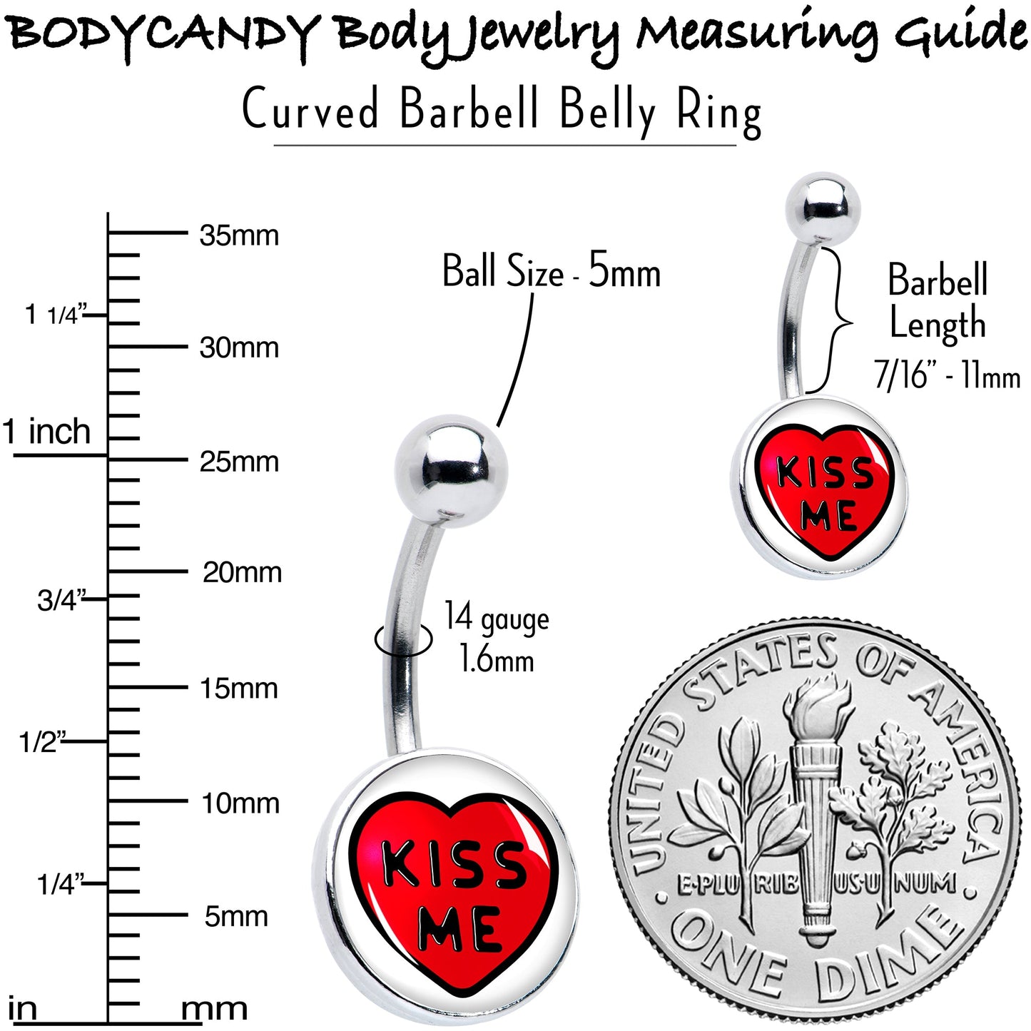 Kiss Me Candy Heart Belly Ring by Onyx O