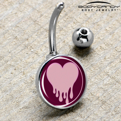 Pinkish Melting Heart Belly Ring by Onyx O
