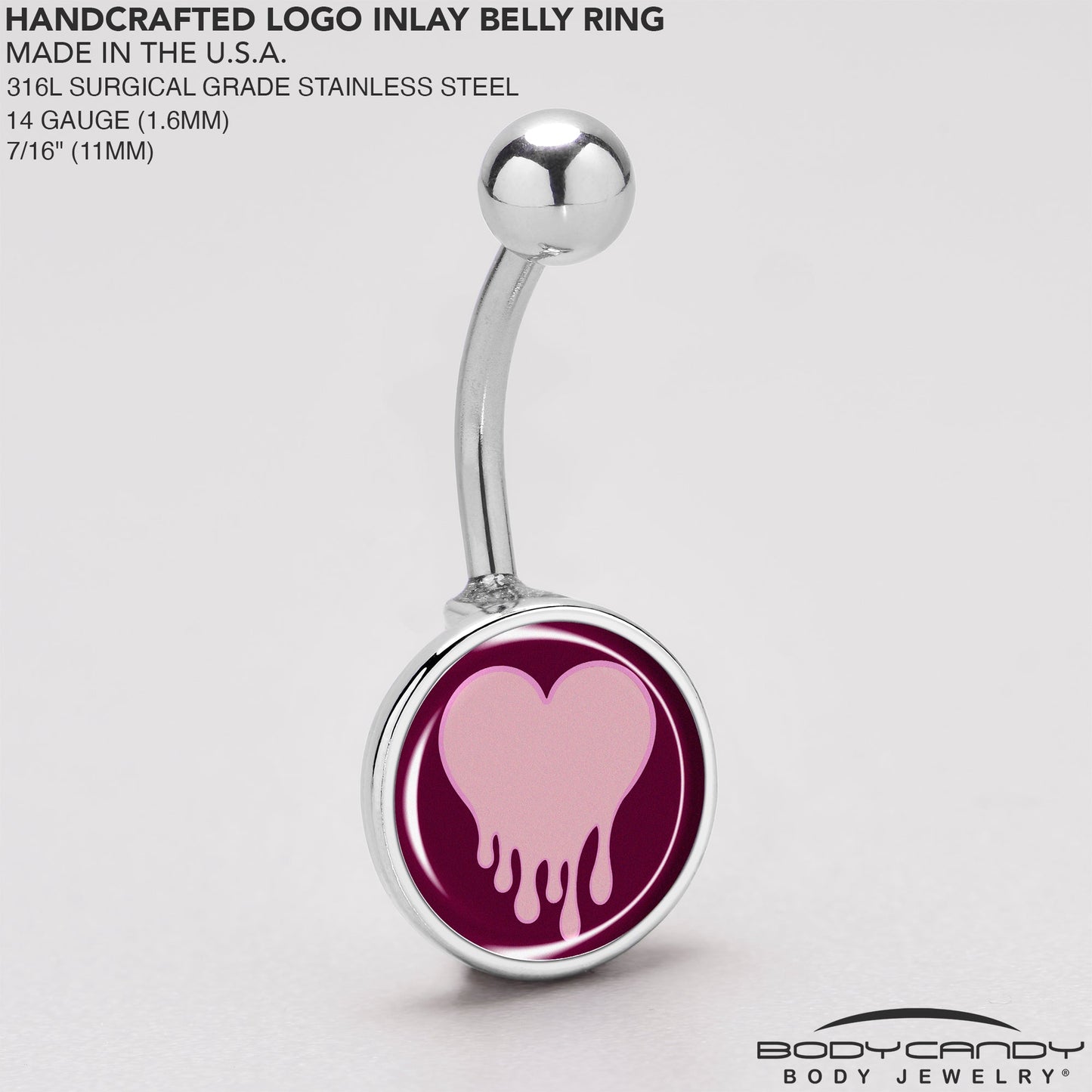 Pinkish Melting Heart Belly Ring by Onyx O