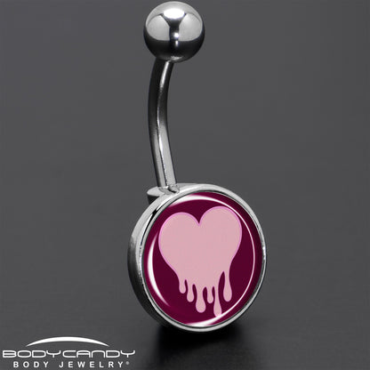 Pinkish Melting Heart Belly Ring by Onyx O