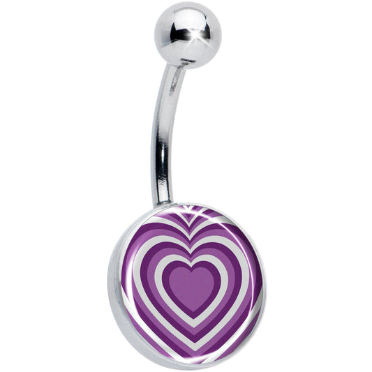 Purple Retro Heart Belly Ring by Onyx O