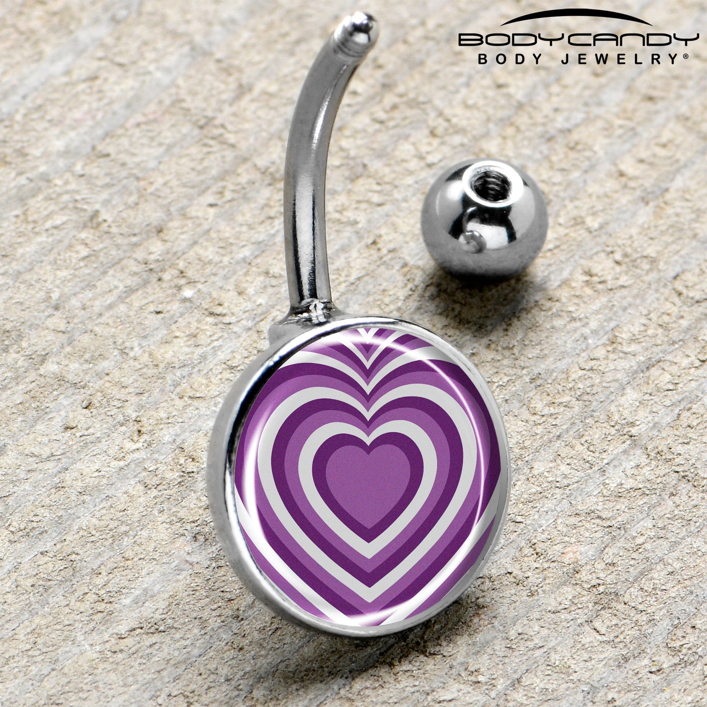 Purple Retro Heart Belly Ring by Onyx O