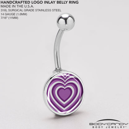 Purple Retro Heart Belly Ring by Onyx O