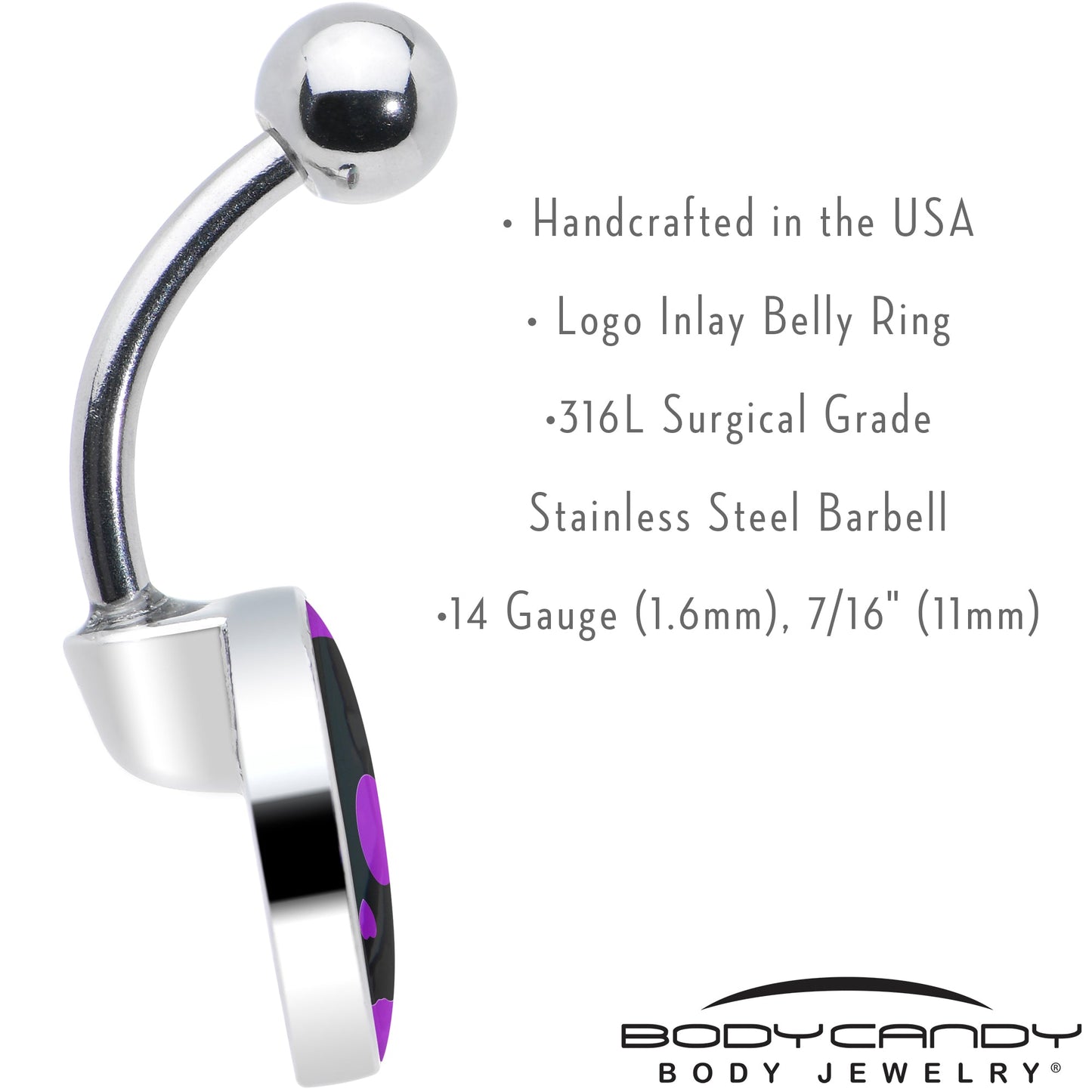 Purple Black Simple Skull Belly Ring by Onyx O
