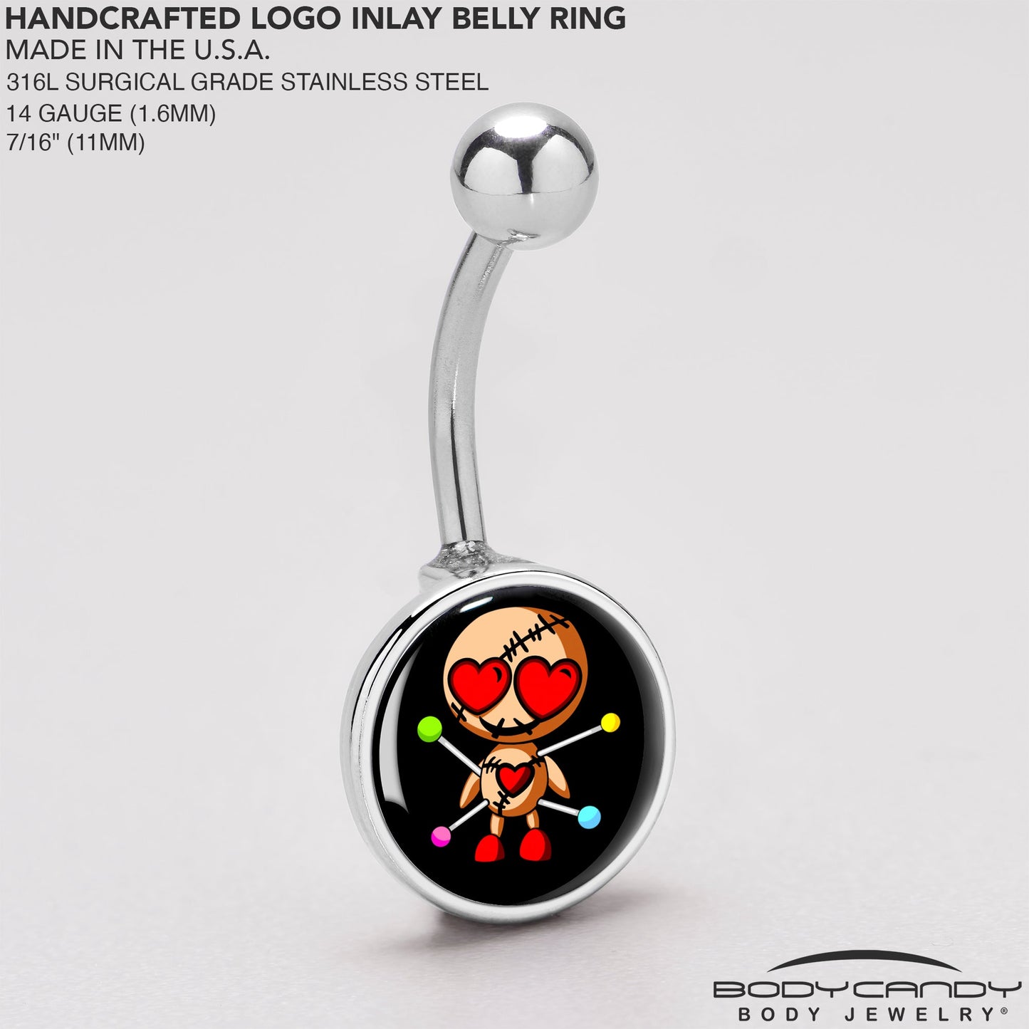 Valentine Heart Voodoo Doll Belly Ring