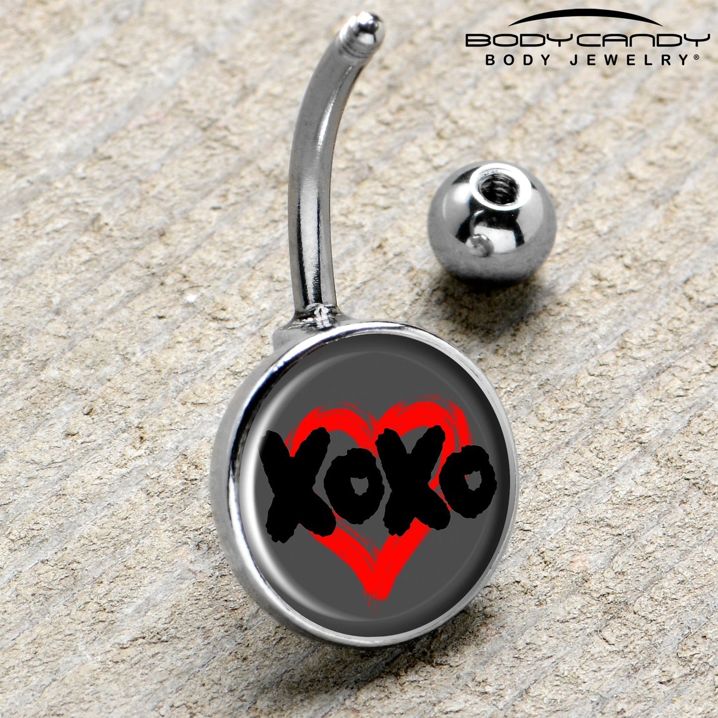 XOXO Heart Belly Ring by Onyx O