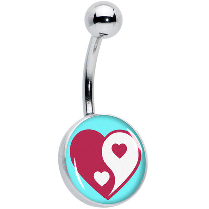 Love Yin Yang Heart Belly Ring by Onyx O