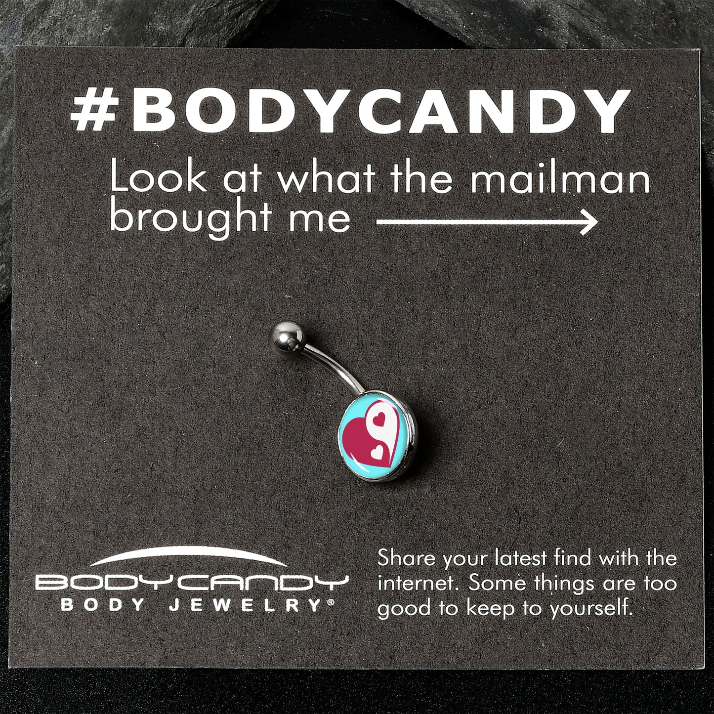 Love Yin Yang Heart Belly Ring by Onyx O