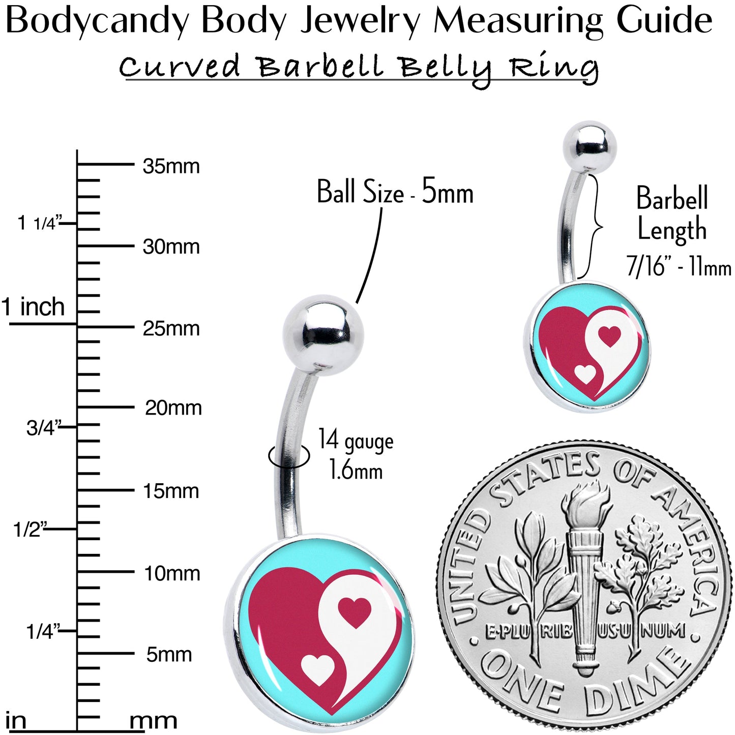 Love Yin Yang Heart Belly Ring by Onyx O