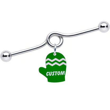 Custom Holiday Mitten Personalized Industrial Barbell