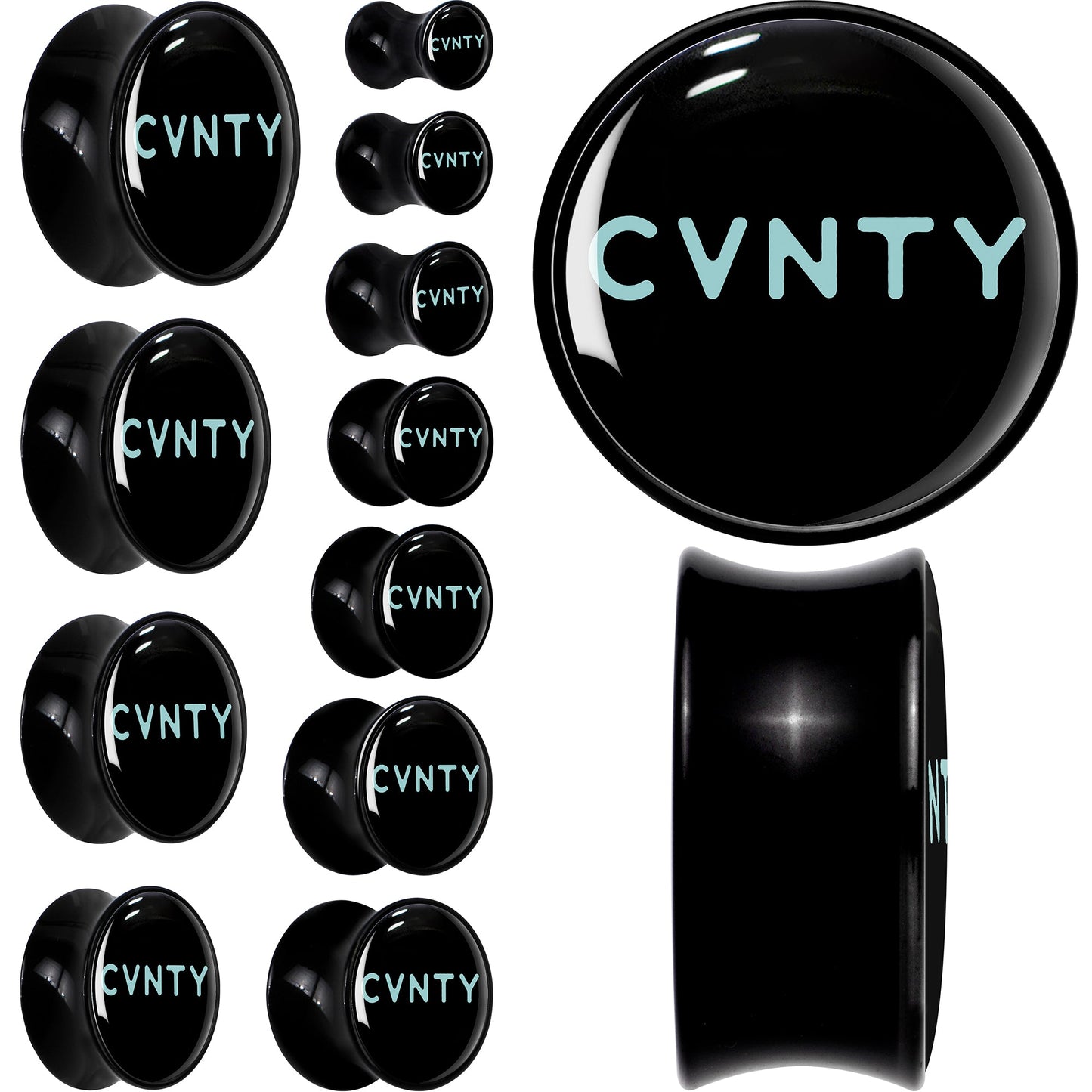 0G Phrase Logo CVNTY Black Acrylic Saddle Plug Set by Onyx O