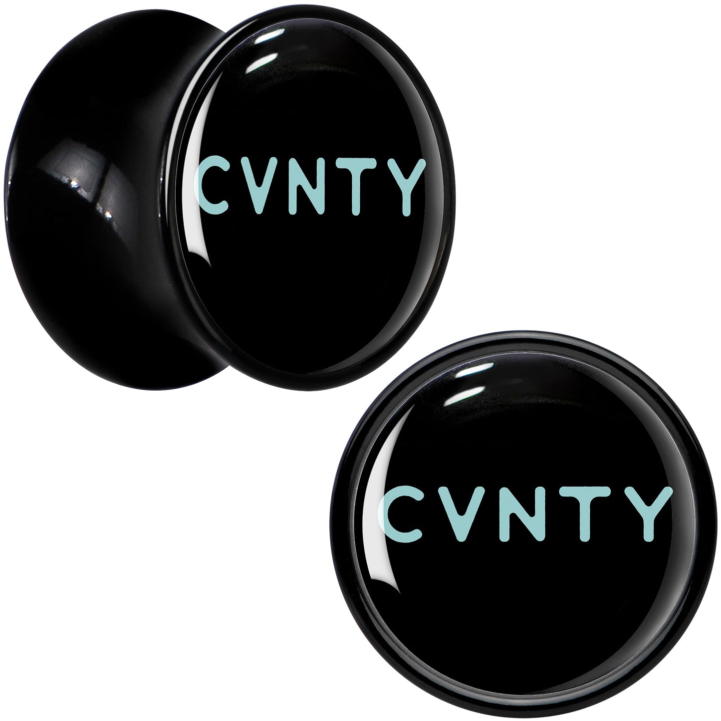 0G Phrase Logo CVNTY Black Acrylic Saddle Plug Set by Onyx O