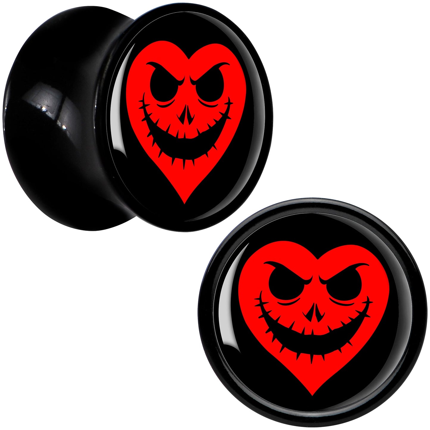 Valentine Jack O Heart Black Acrylic Saddle Plug Set by Onyx O