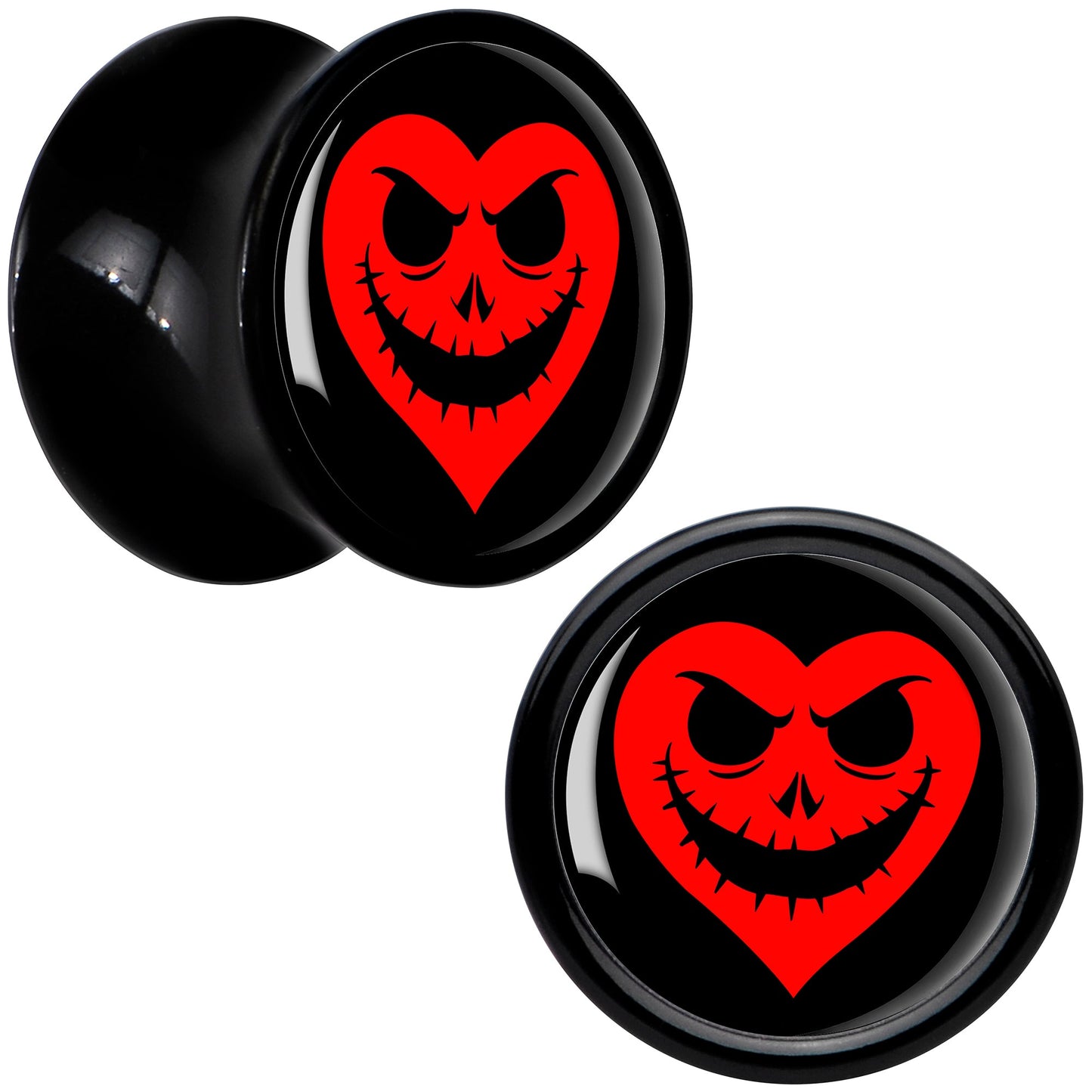 Valentine Jack O Heart Black Acrylic Saddle Plug Set by Onyx O