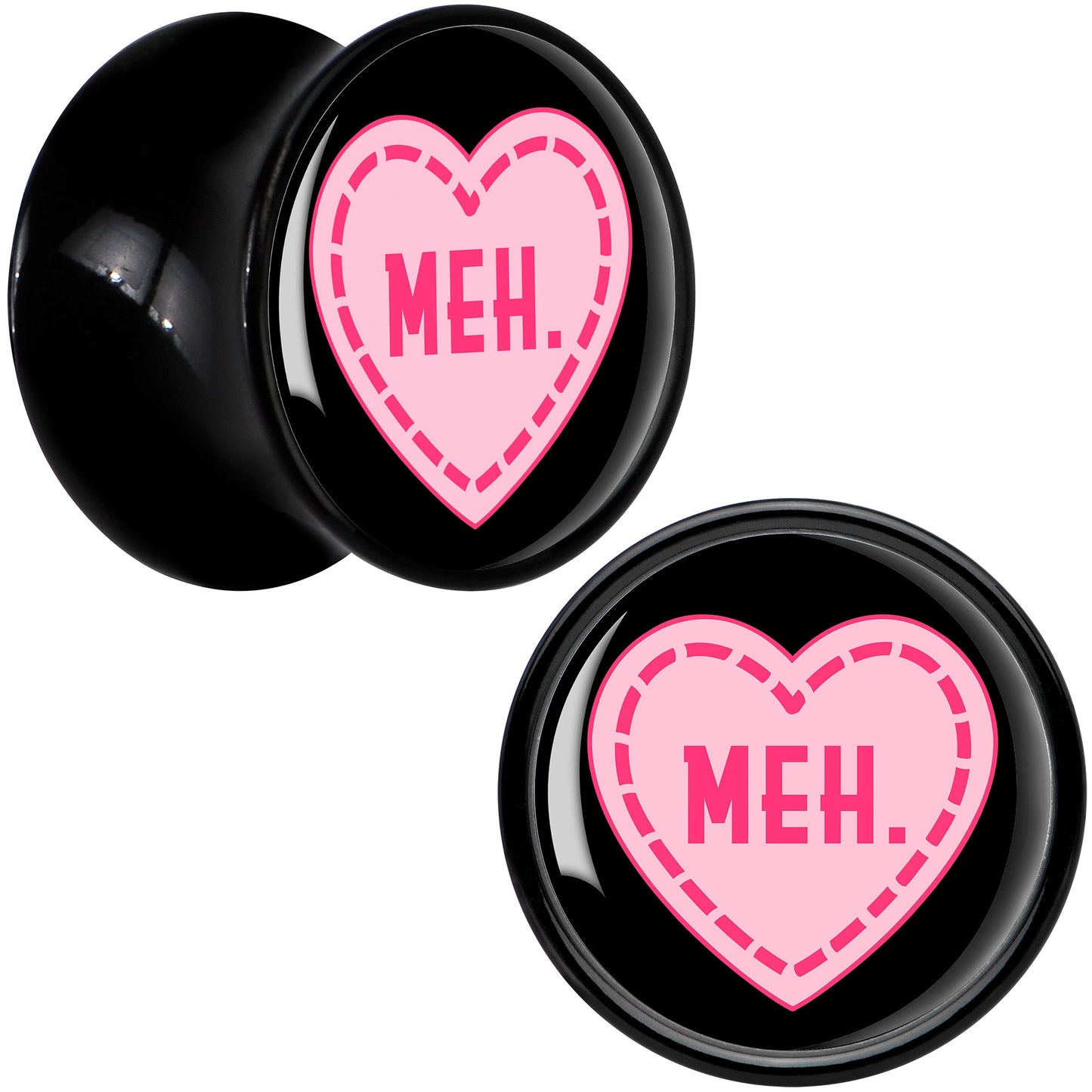 MEH Heart Black Acrylic Saddle Plug Set by Onyx O