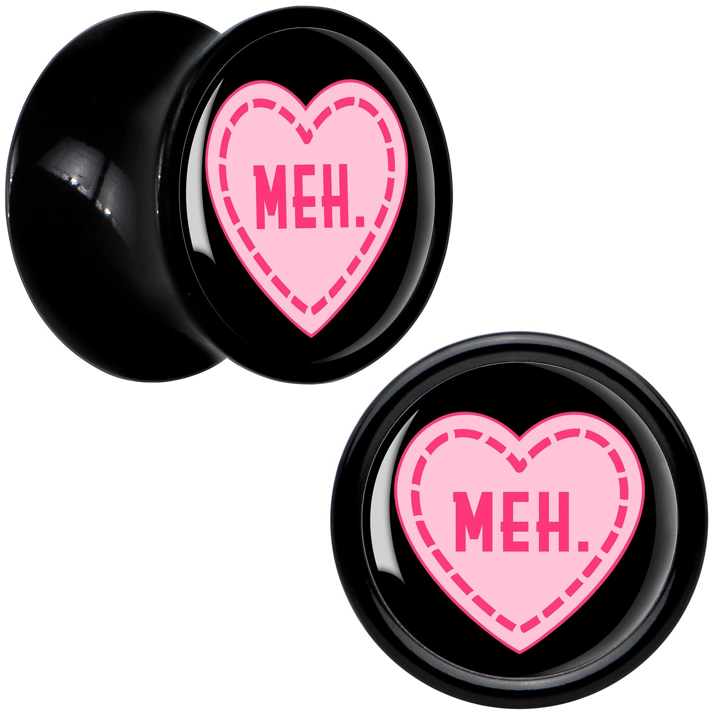 MEH Heart Black Acrylic Saddle Plug Set by Onyx O