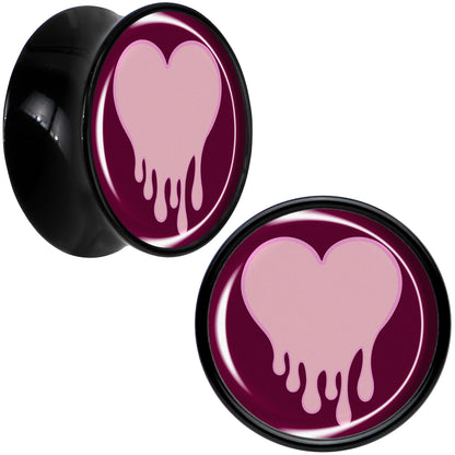 Pinkish Melting Heart Black Acrylic Saddle Plug Set by Onyx O