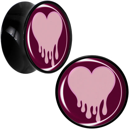 Pinkish Melting Heart Black Acrylic Saddle Plug Set by Onyx O