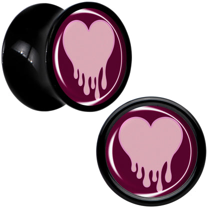 Pinkish Melting Heart Black Acrylic Saddle Plug Set by Onyx O