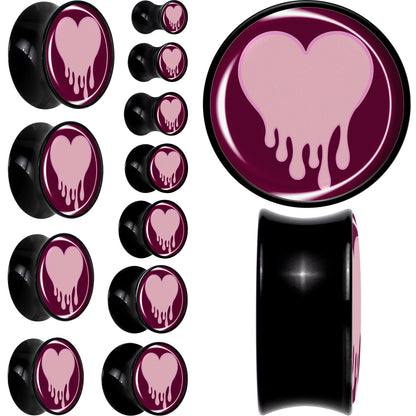 Pinkish Melting Heart Black Acrylic Saddle Plug Set by Onyx O