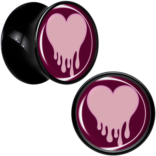 Pinkish Melting Heart Black Acrylic Saddle Plug Set by Onyx O