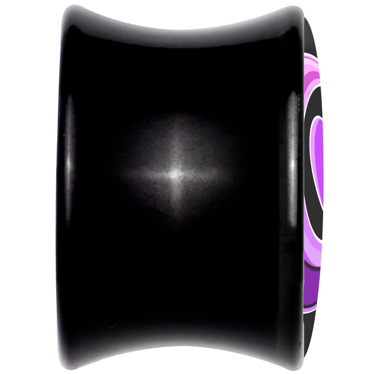 0G Crescent Moon Heart Black Acrylic Saddle Plug Set by Onyx O