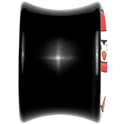 Black Acrylic Snowfall Holiday Penguin Double Flare Plug Set by Onyx O