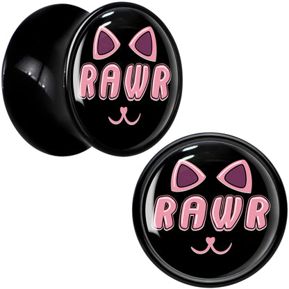 0G RAWR Kitty Cat Black Acrylic Saddle Plug Set by Onyx O