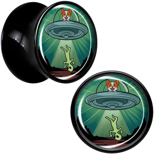 0G Reverse Alien UFO Abduction Black Acrylic Saddle Plug Set by Onyx O