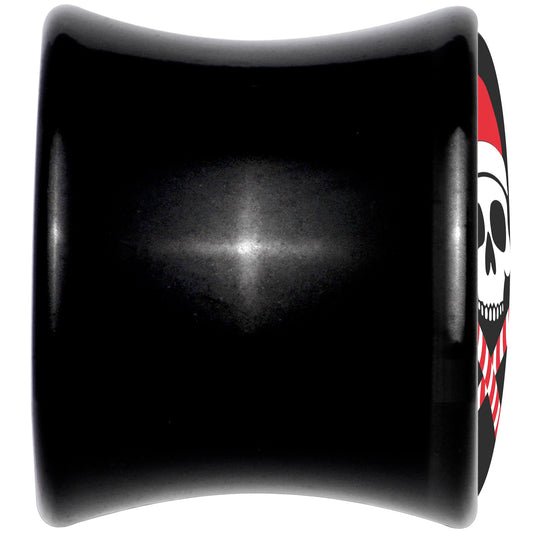 Santa Pirate Candy Cane Skull Black Acrylic Saddle Plug Set by Onyx O