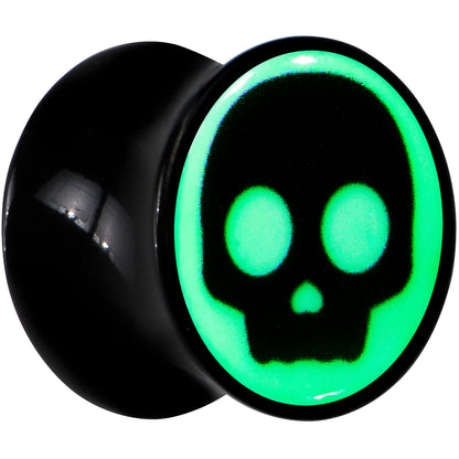 0G Glow in the Dark Simple Skull Black Acrylic Saddle Plug Set by Onyx O