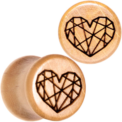 Organic Beechwood Geometric Heart Saddle Plug Set 0G to 25mm